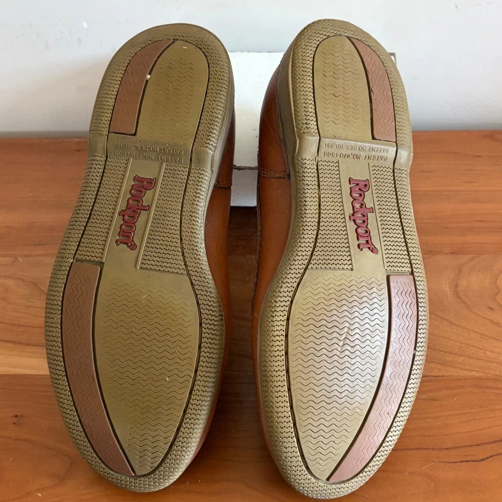Rockport Mens 7.5 M Brown Leather Boat Shoes Nautical Loafers M5106